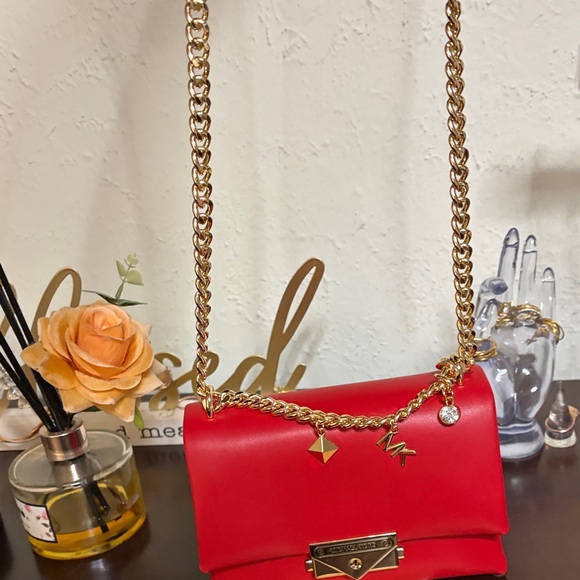 Michael Kors Red Crossbody Bag with Gold Chain - Picture 8 of 8